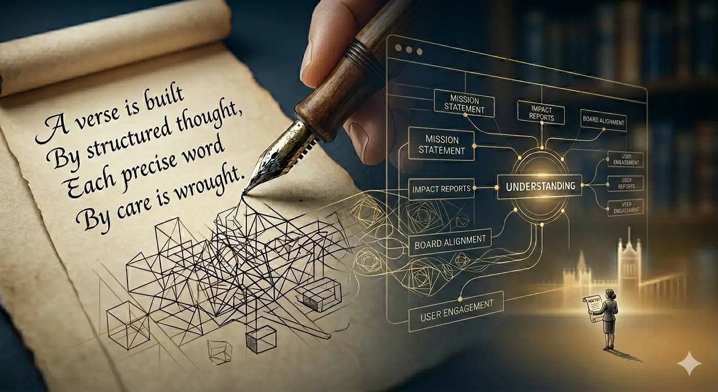 Poetic writing with structured design elements.